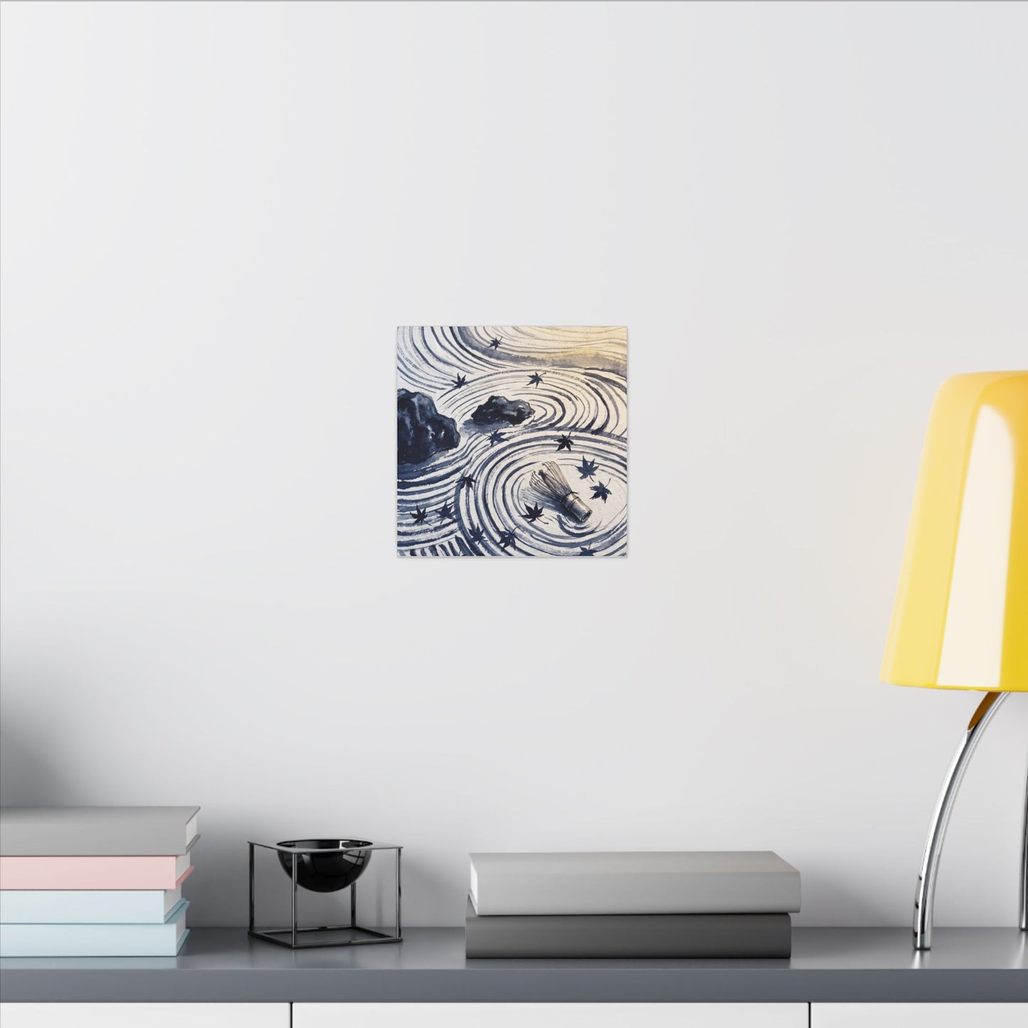 Zen Rock Garden in Golden Hour | Sumi E Canvas Art