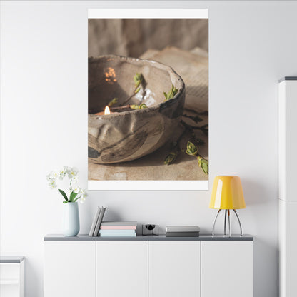 Candlelight Ceramic Bowl Canvas Art - Japandi Ma