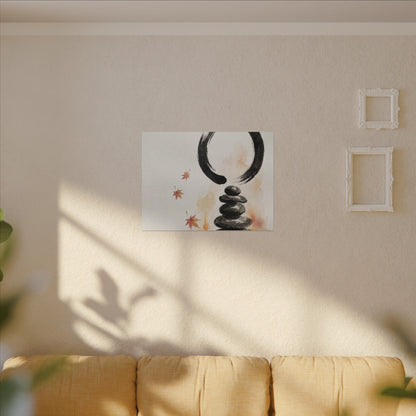 River Stones Canvas Art | Autumn Zen Enso Art