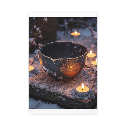 Ceramic Bowl Gold Repair Canvas Art | Beautiful Kintsugi Art