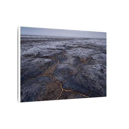 Dark Japandi Cracked Earth in Overcast | Dark Texture Canvas Art