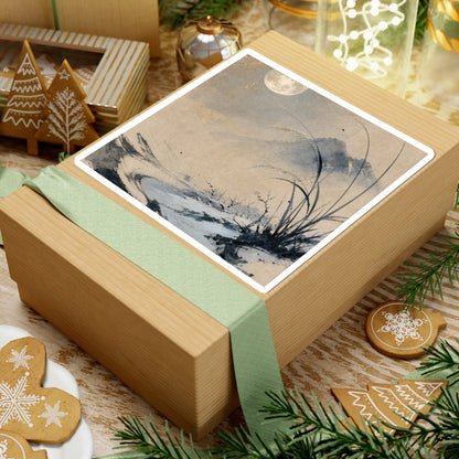 Winter Ink Brushstroke Japanese Pattern Sticker | Warm Decor