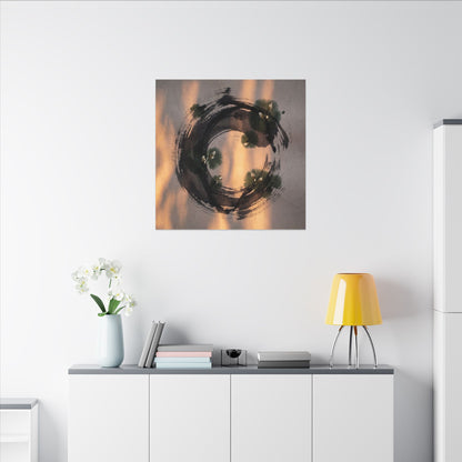 Ink Brushstroke Spring Canvas Art | Dark Japandi Bold Design