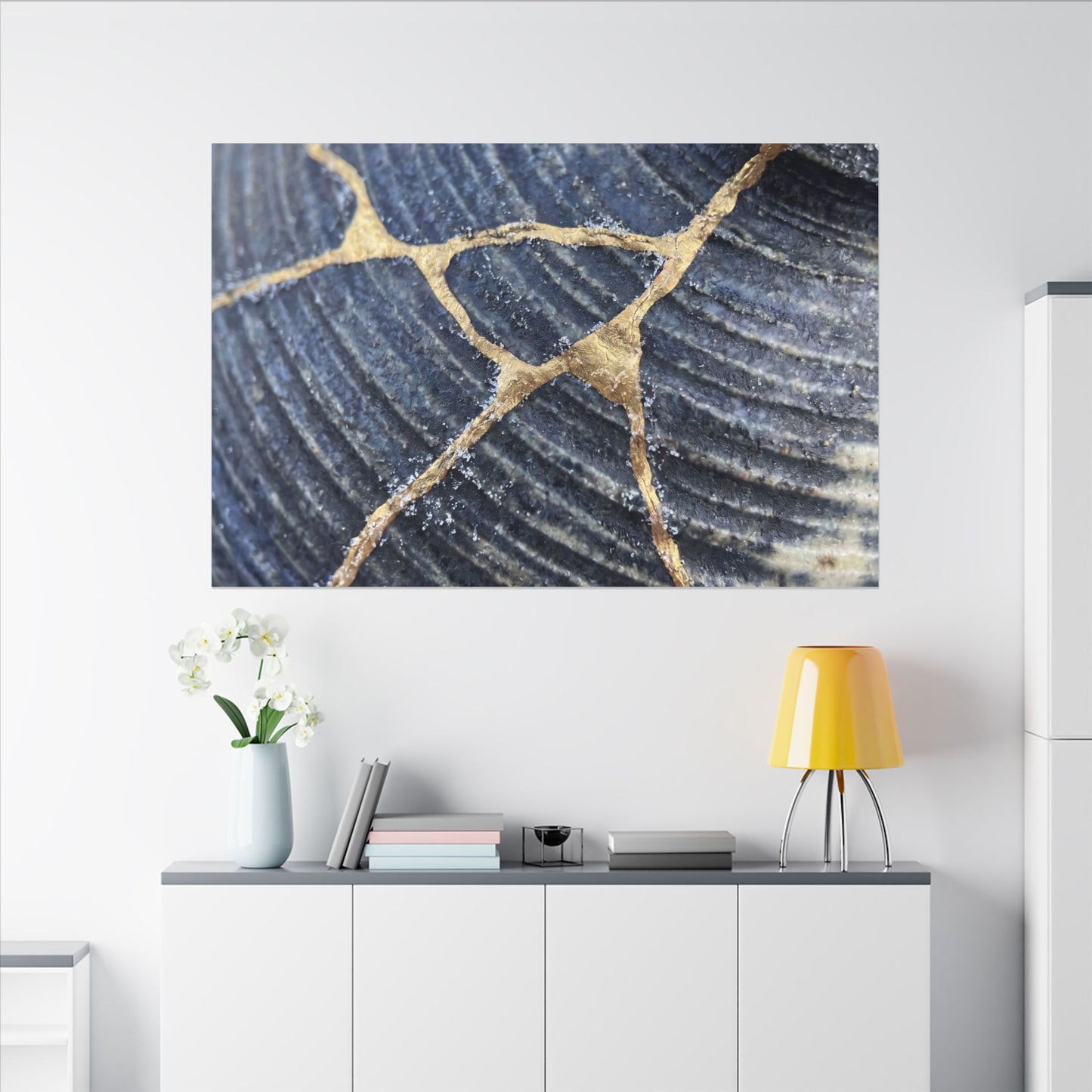 Shibui Water Ripple Canvas Art - Kintsugi Gold Repair