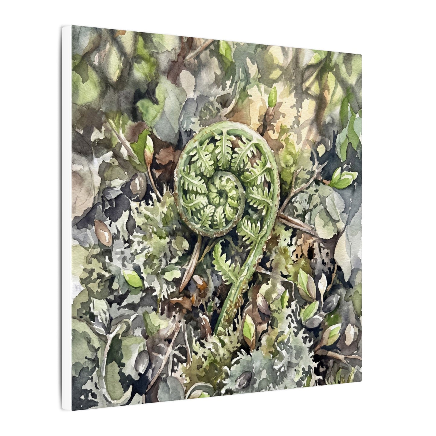 Fern Unfurling Spring Canvas Art | Japandi Neutral Design