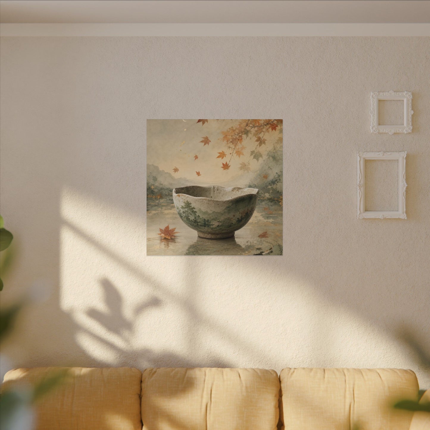 Autumn Ceramic Bowl Watercolor Canvas Art | Cozy Decor
