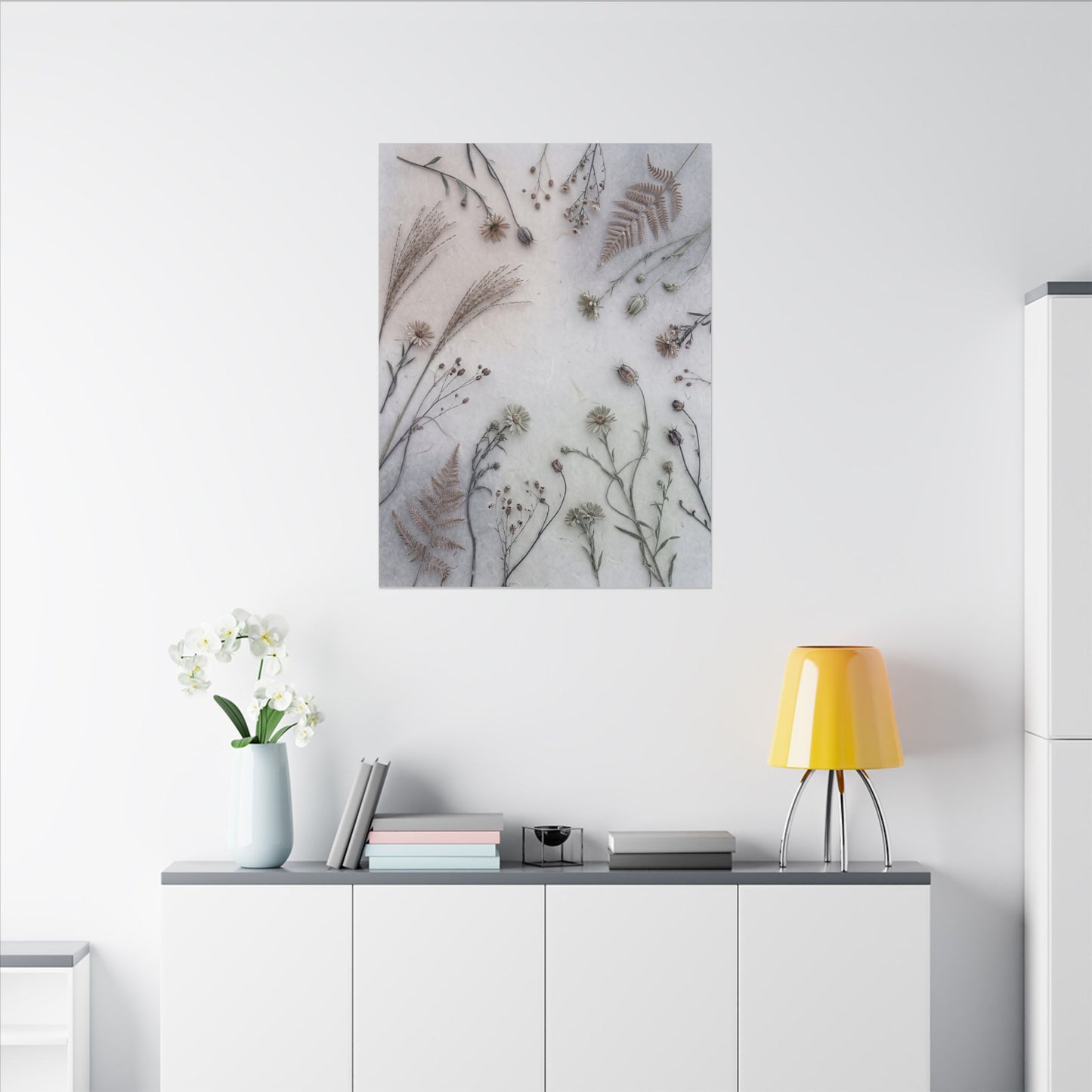 Dried Flowers Japanese Pattern Canvas Art | Elegant Japandi Art