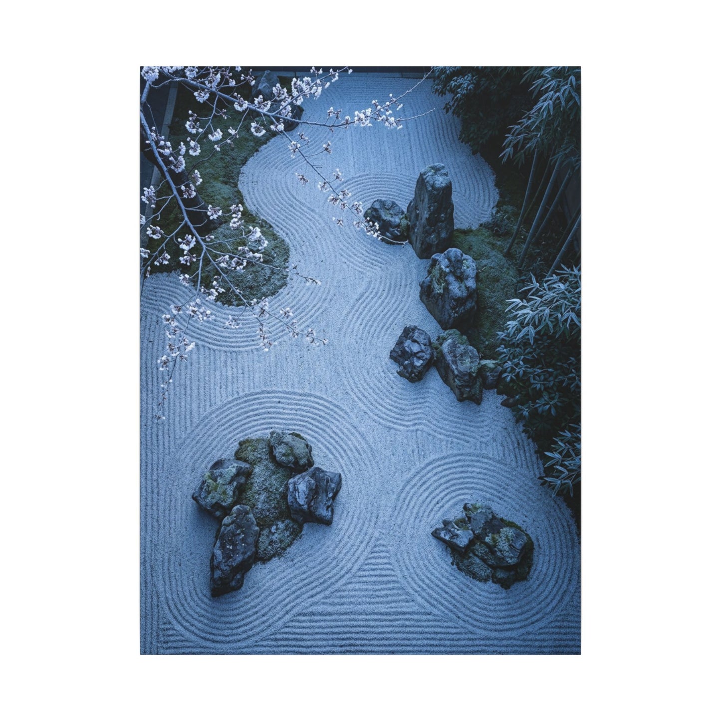 Contemplative Cherry Blossom Canvas Art - Karesansui Zen
