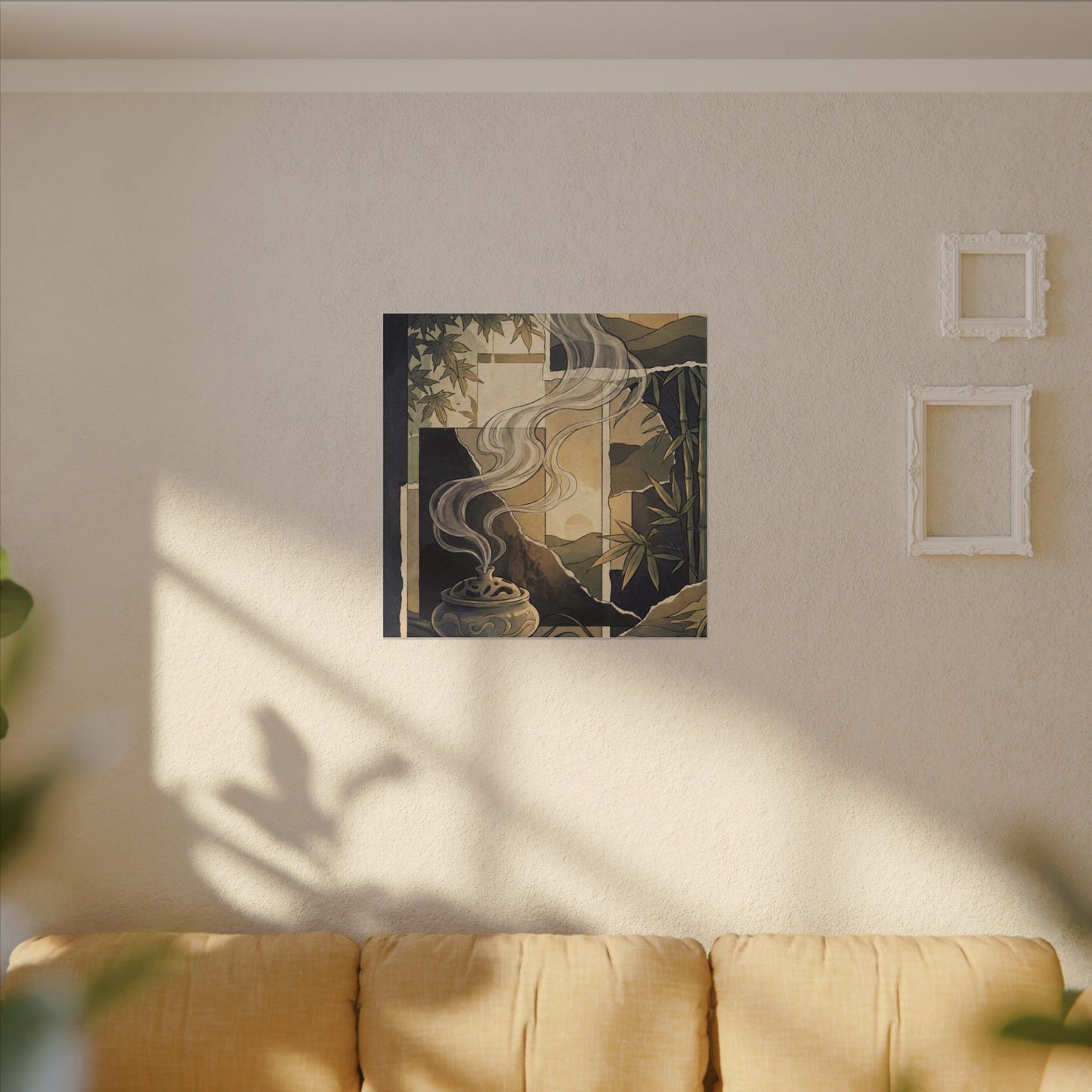 Tranquil Incense Smoke Canvas Art - Ukiyo E Inspired Zen