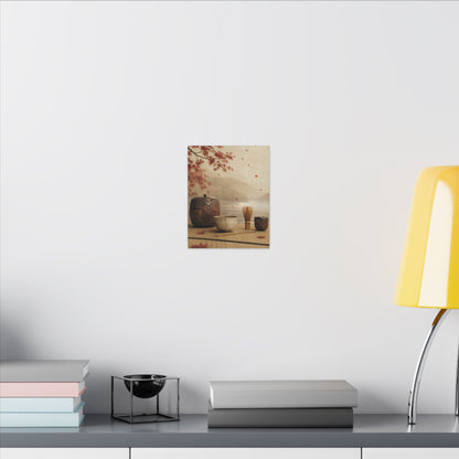 Tea Ceremony Canvas Art | Autumn Kintsugi Gold Vein Art