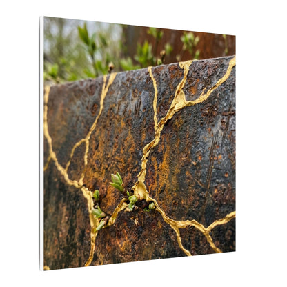 Mono No Aware Rust Patina Canvas Art - Kintsugi Gold Repair