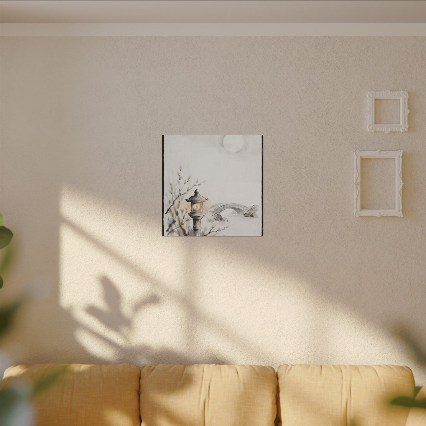 Moonlit Garden Spring Canvas Art | Zen Contemplative Design