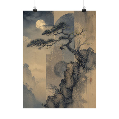 Ma Pine Tree Wall Art Print - Japandi Japanese Pattern