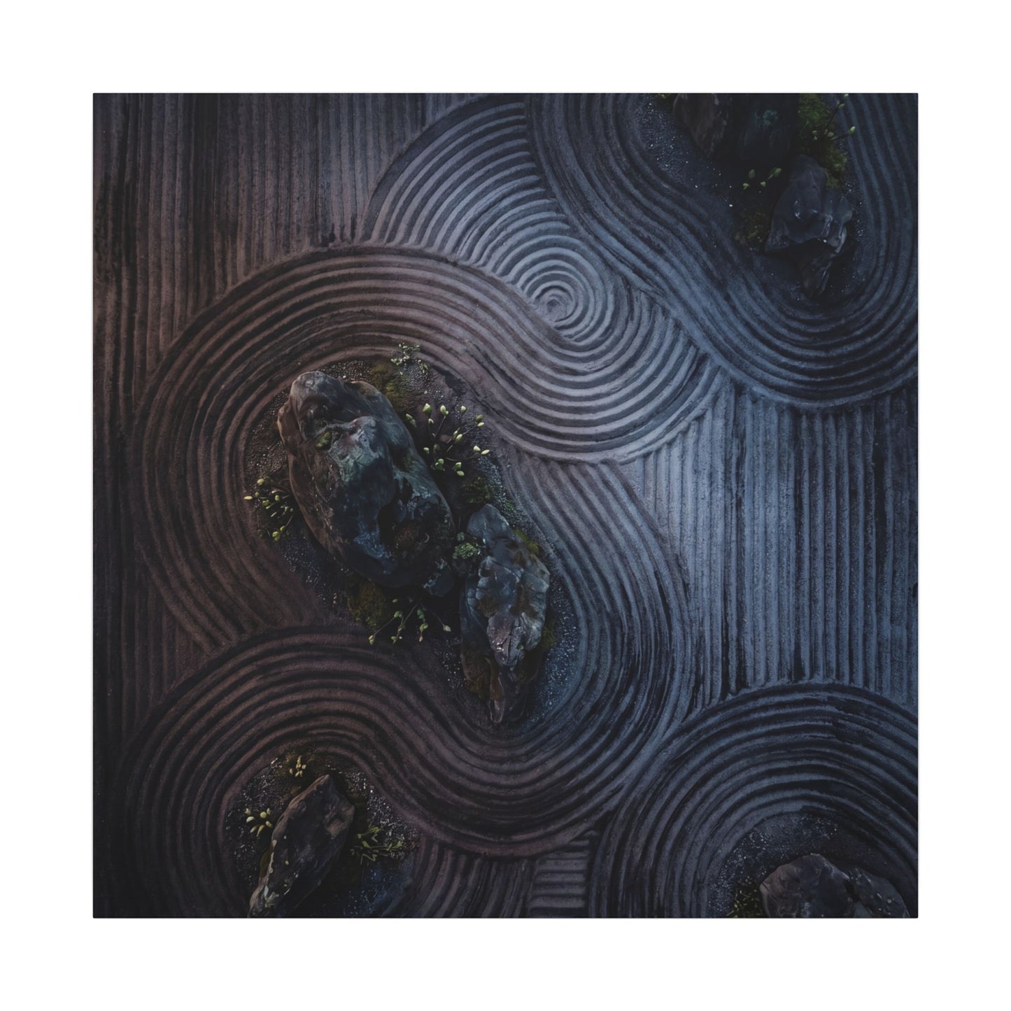 Spring Rock Garden Charcoal Ink Canvas Art | Bold Decor