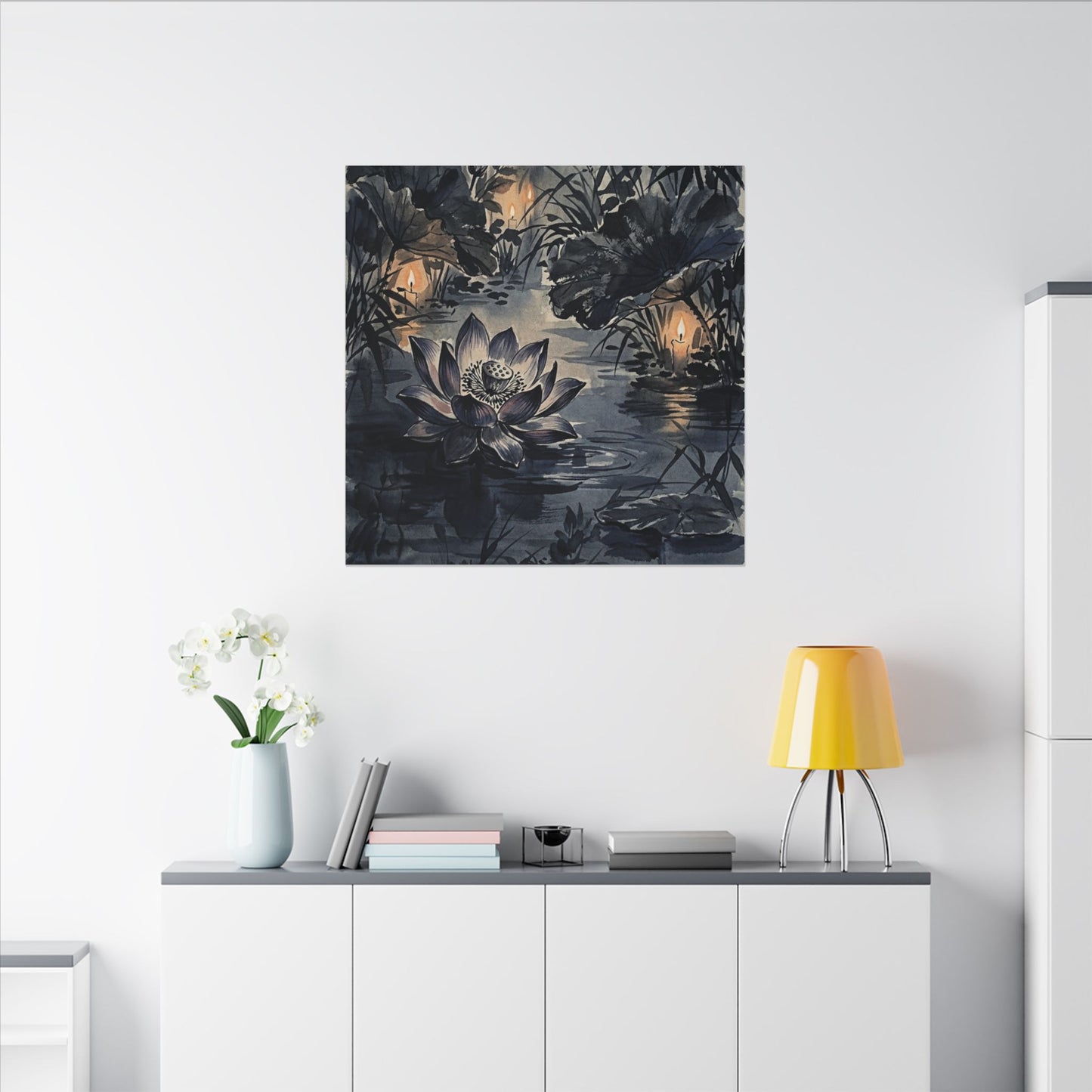 Fukinsei Lotus Flower Canvas Art - Zen Sumi E