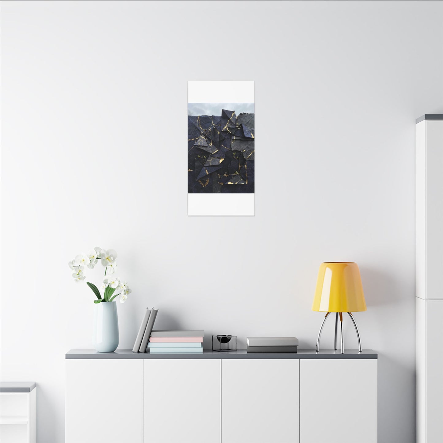 Beautiful Paper Fold Canvas Art - Crackle Gold Kintsugi