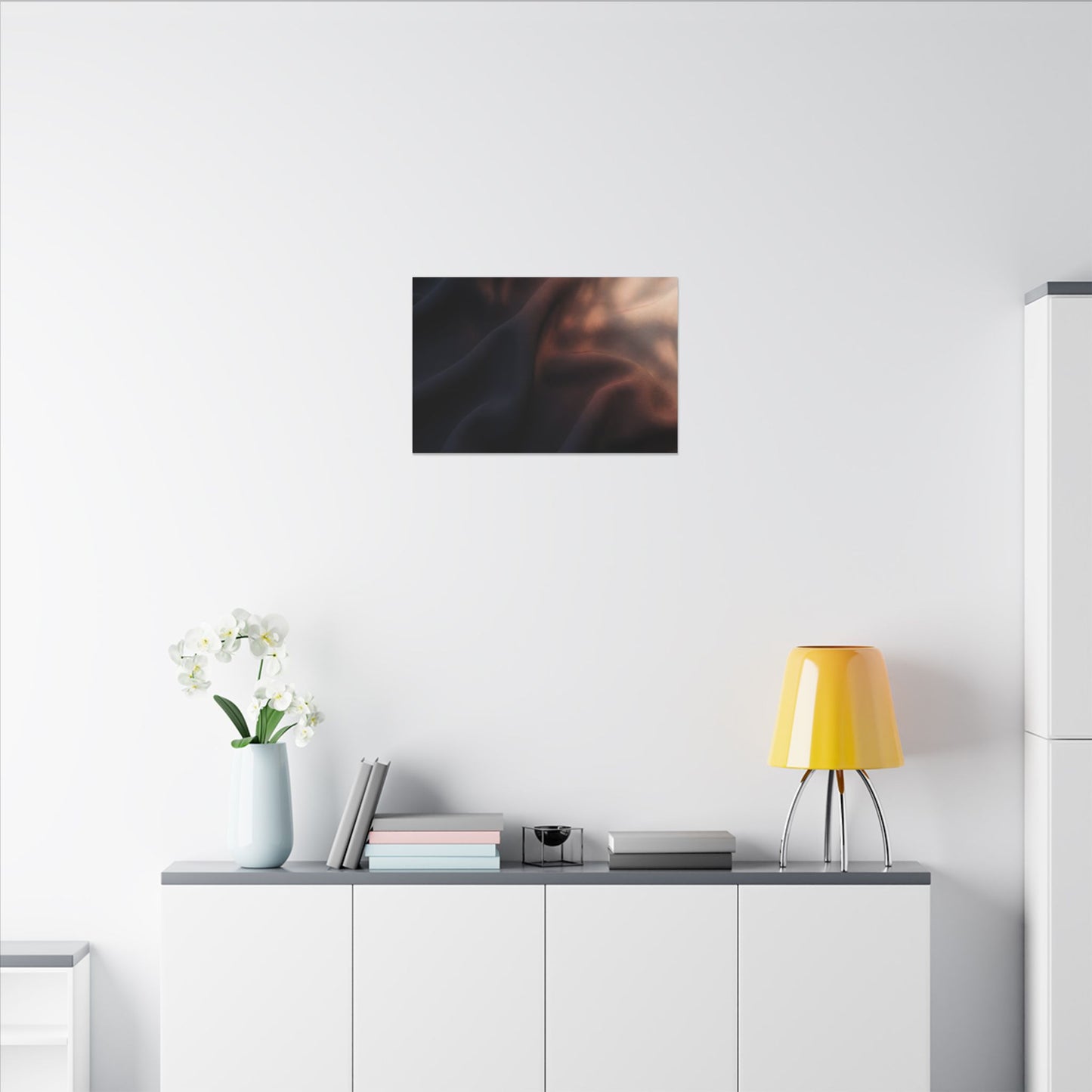 Dark Japandi Silk Drape in Dawn | Shadow Zen Canvas Art