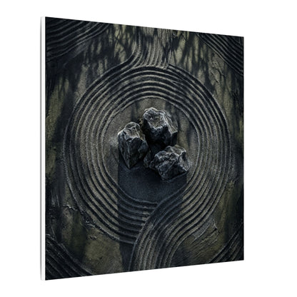 Moody Rock Garden Canvas Art - Dark Texture Dark Japandi