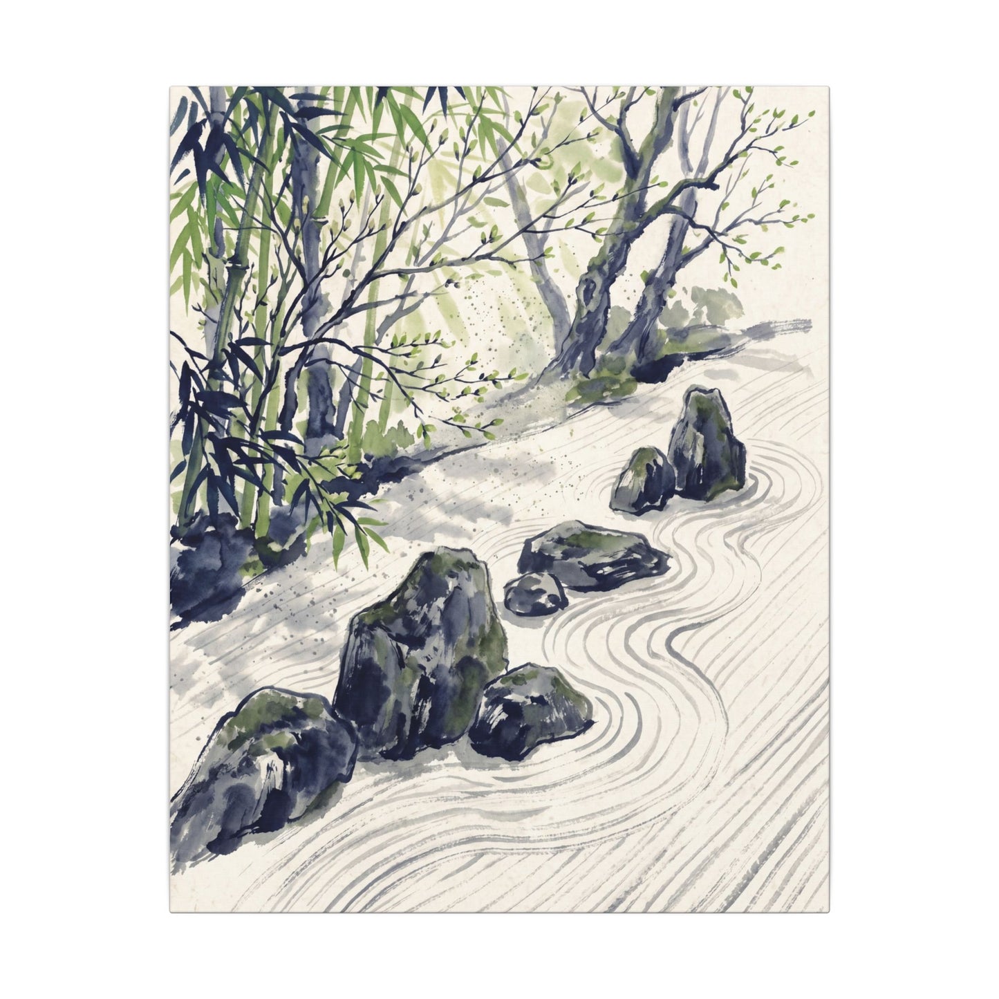 Dappled Rock Garden Canvas Art - Zen Mono No Aware