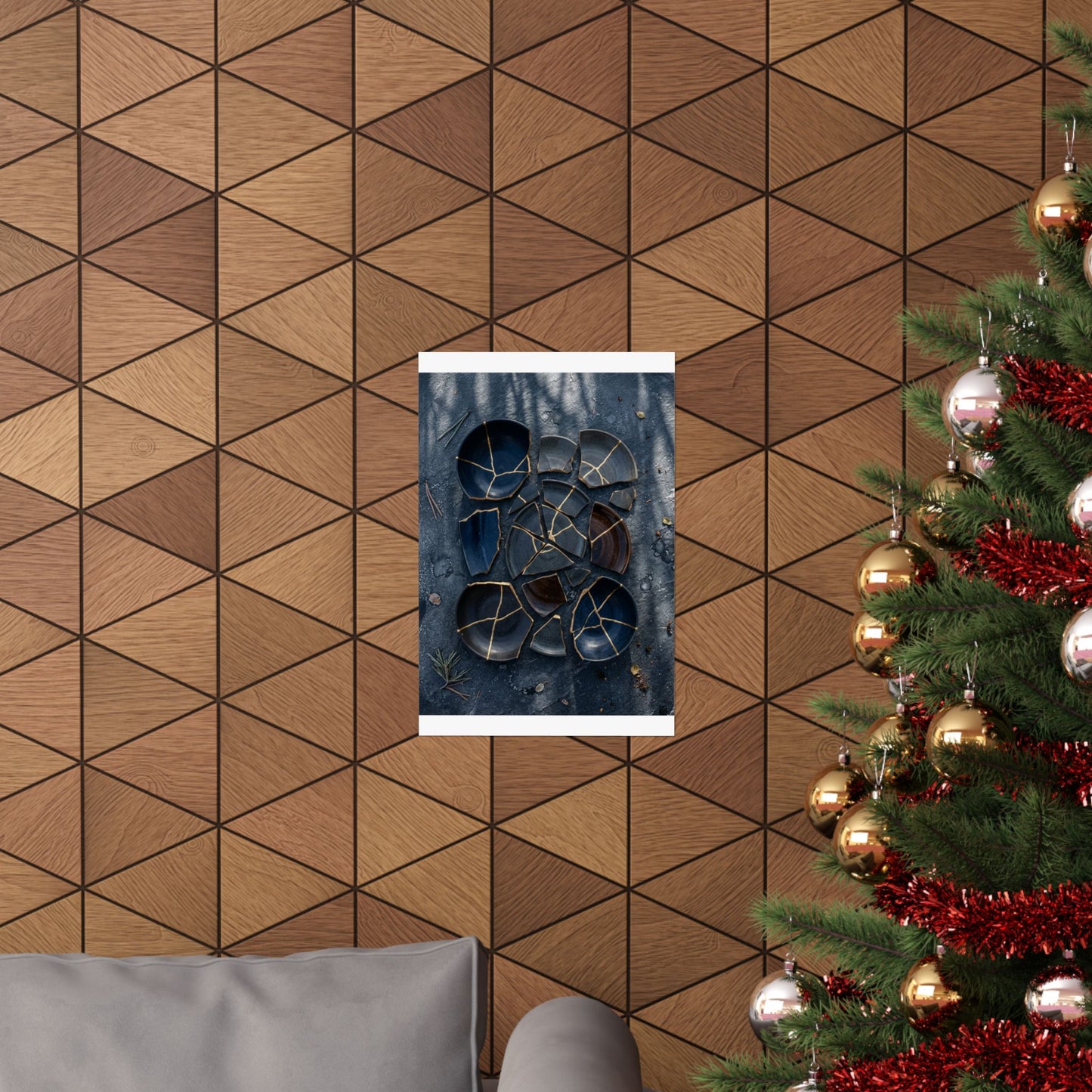 Broken Pottery Wall Art Print | Winter Dark Japandi Shadow Zen Art