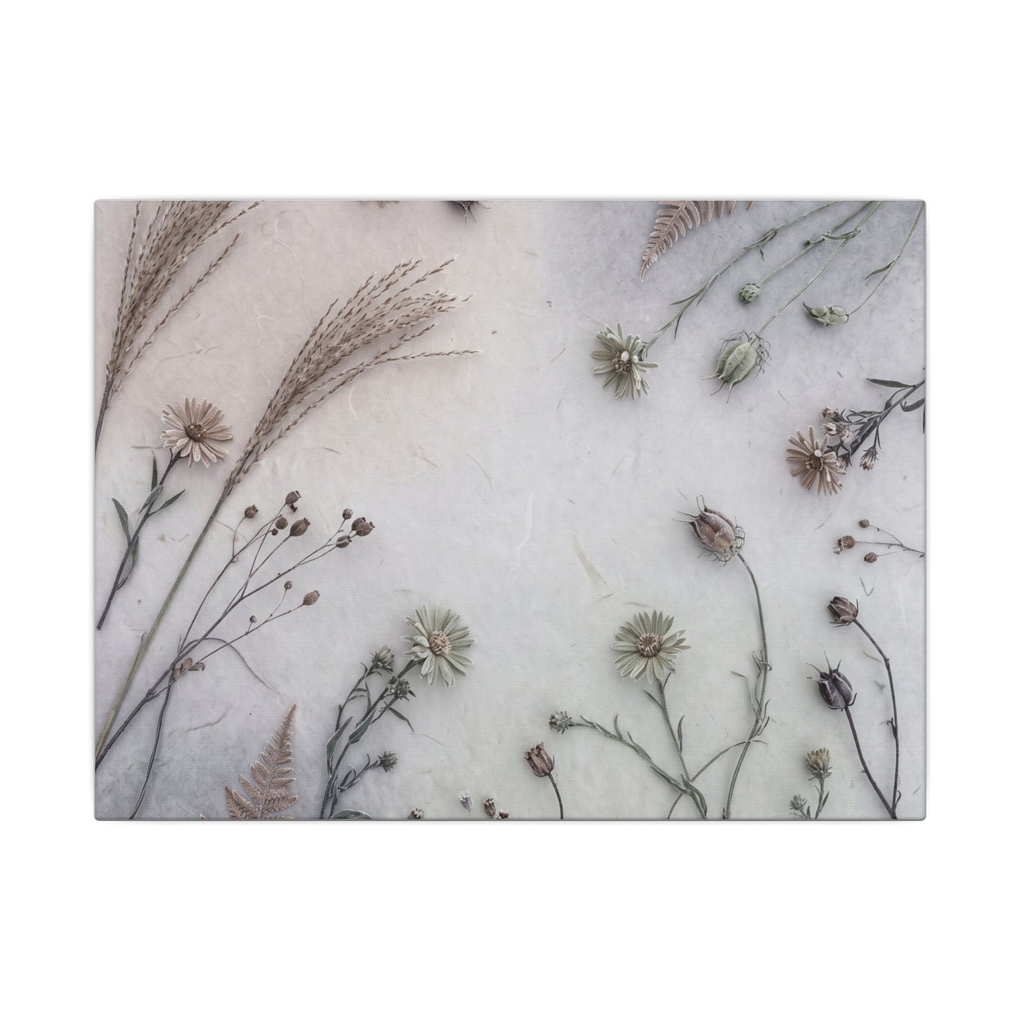 Dried Flowers Japanese Pattern Canvas Art | Elegant Japandi Art