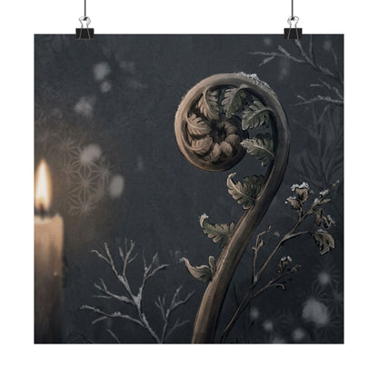 Fern Unfurling Japanese Pattern Wall Art Print | Warm Japandi Art