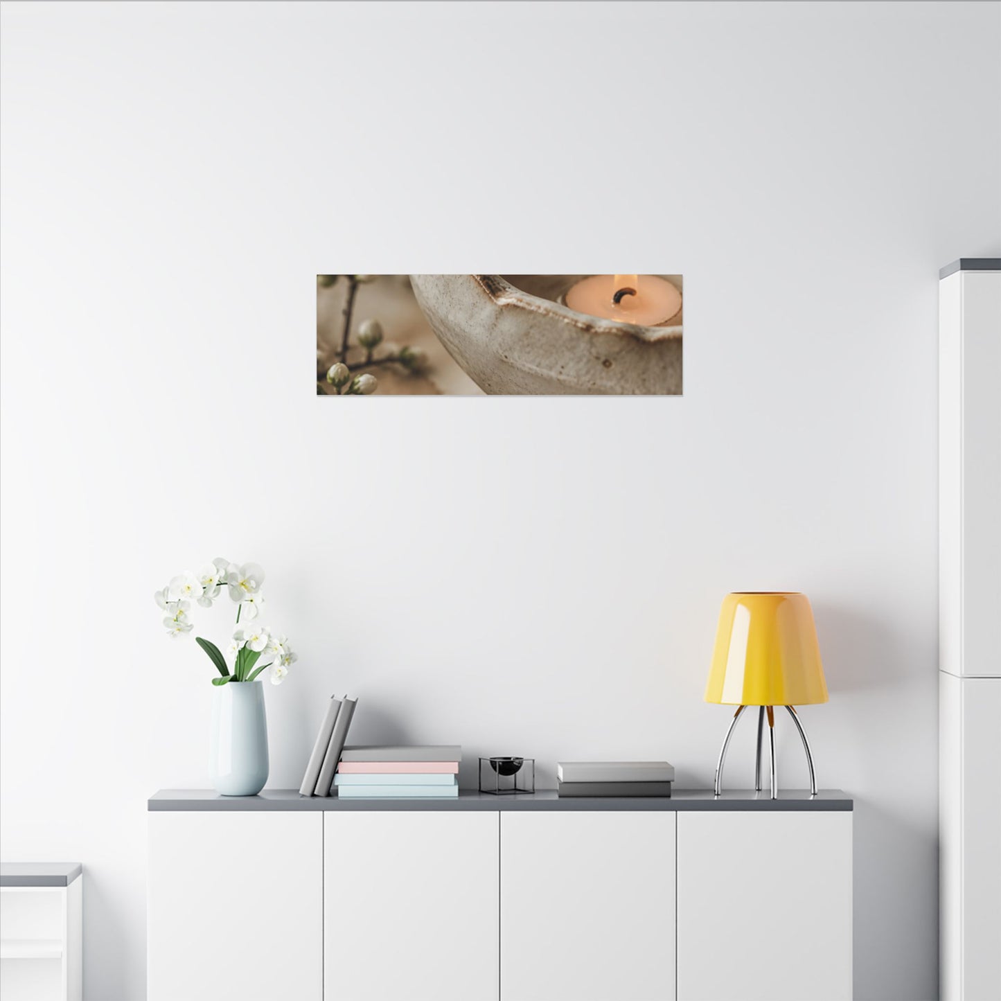Kanso Ceramic Bowl Canvas Art - Japandi Watercolor