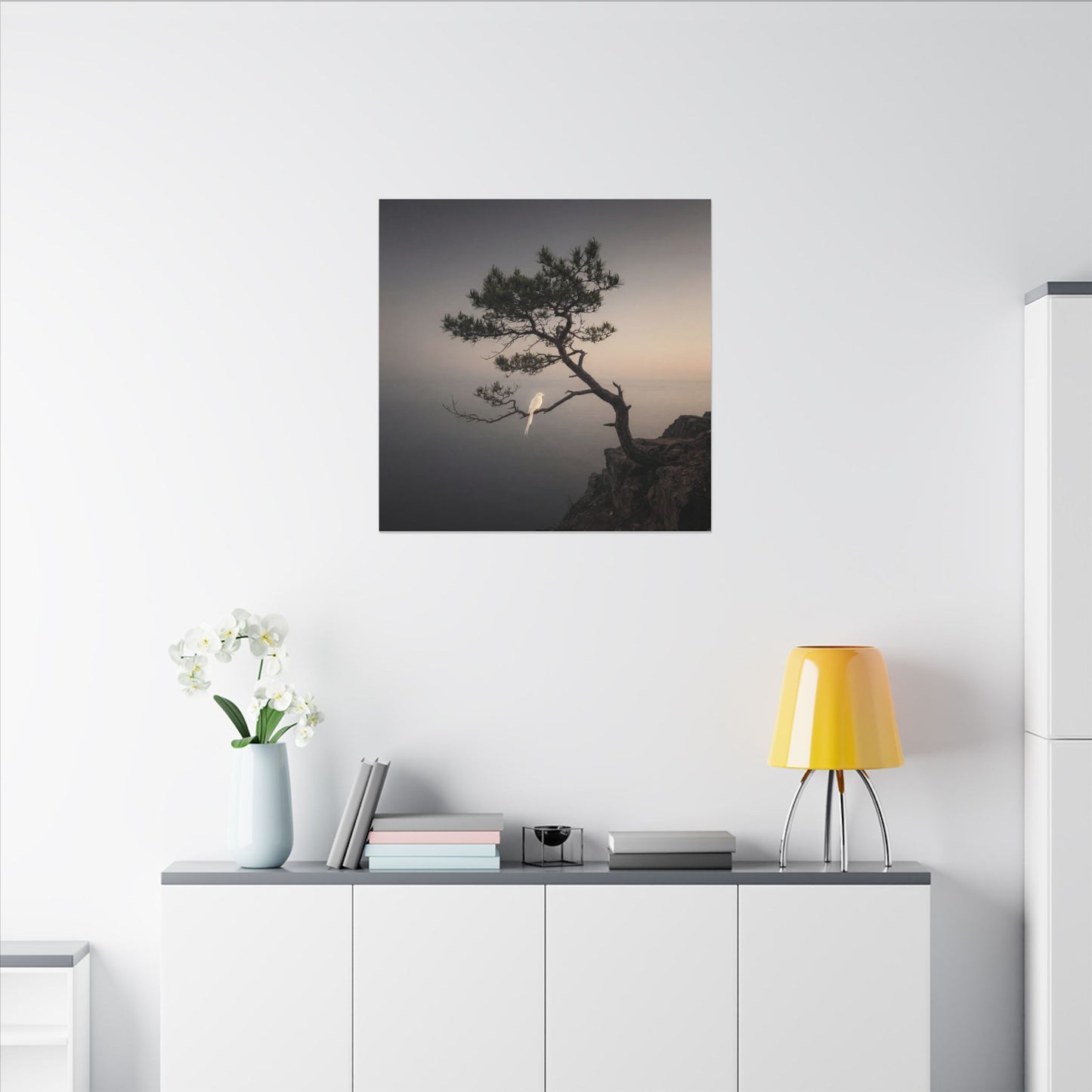 Dawn Pine Tree Canvas Art - Dark Japandi Datsuzoku