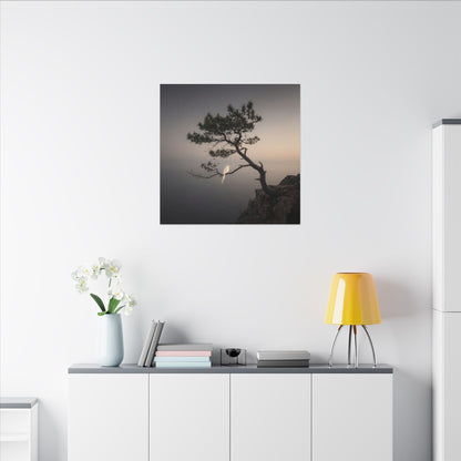 Dawn Pine Tree Canvas Art - Dark Japandi Datsuzoku