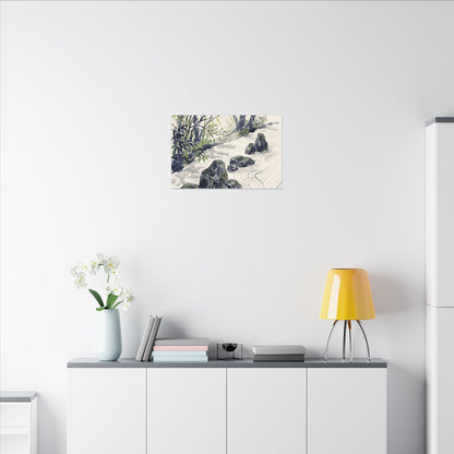 Dappled Rock Garden Canvas Art - Zen Mono No Aware