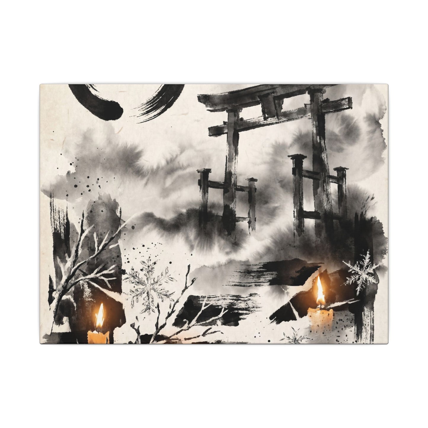 Candlelight Torii Gate Canvas Art - Zen Datsuzoku Art Print