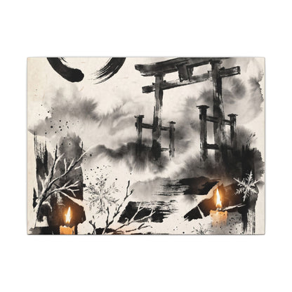 Candlelight Torii Gate Canvas Art - Zen Datsuzoku Art Print