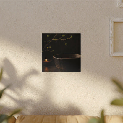 Moody Ceramic Bowl Canvas Art - Shadow Zen Dark Japandi