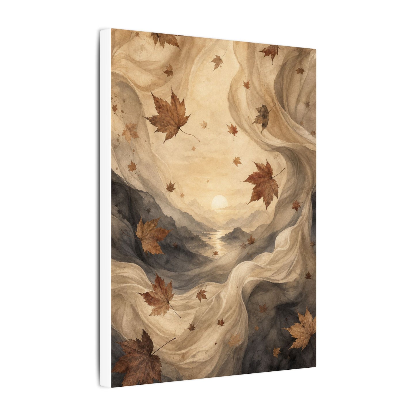 Autumn Silk Drape Watercolor Canvas Art | Earthy Decor