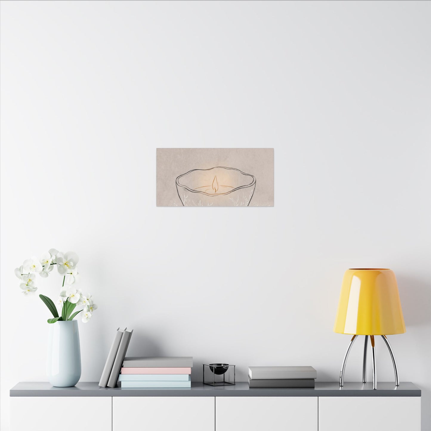 Ceramic Bowl Minimal Line Canvas Art | Neutral Japandi Art