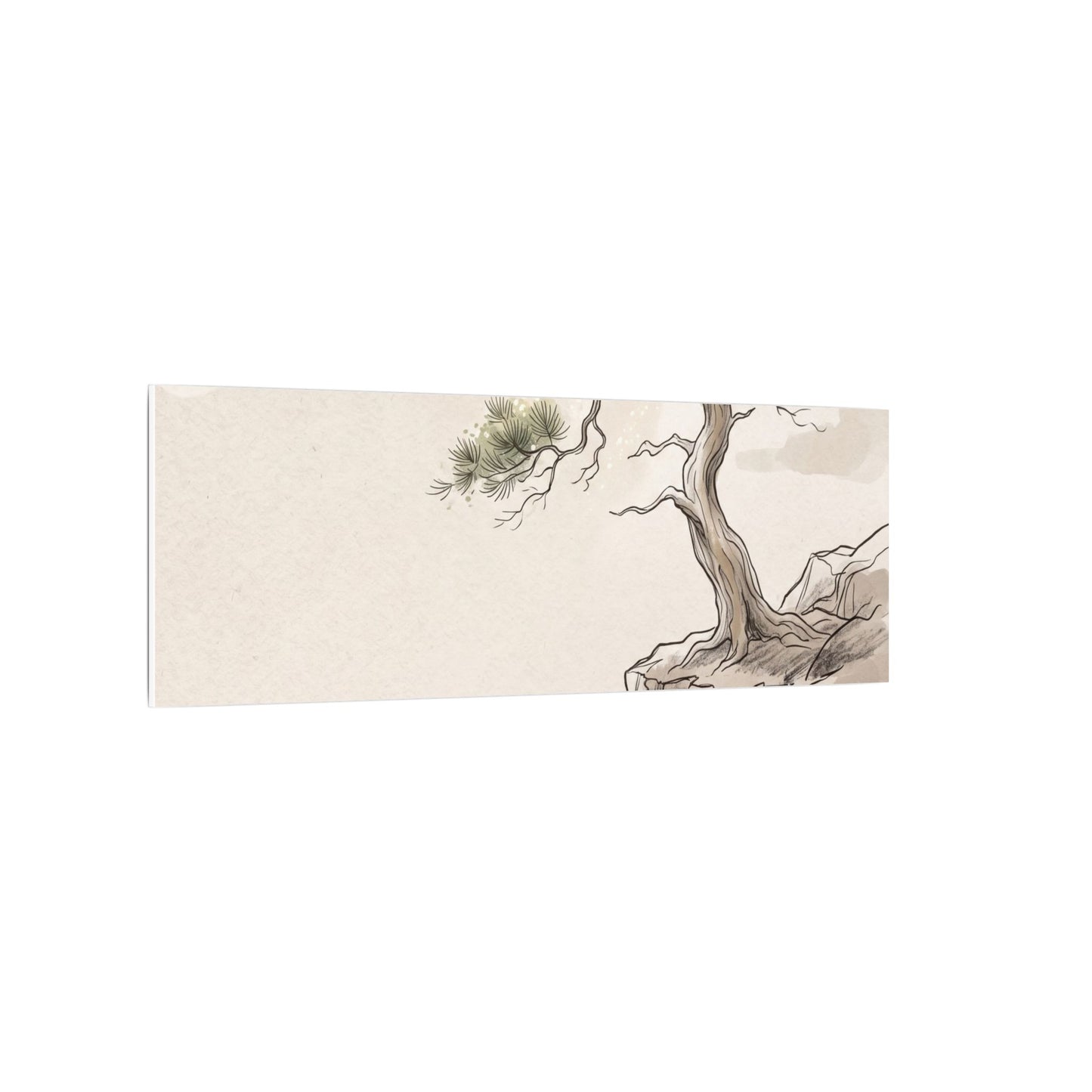 Japandi Pine Tree in Dappled | Minimal Line Canvas Art
