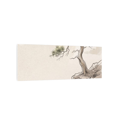 Japandi Pine Tree in Dappled | Minimal Line Canvas Art