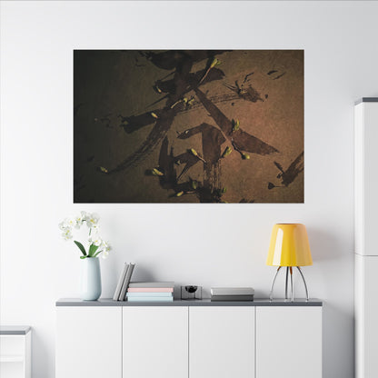 Calligraphy Shadow Zen Canvas Art | Bold Dark Japandi Art
