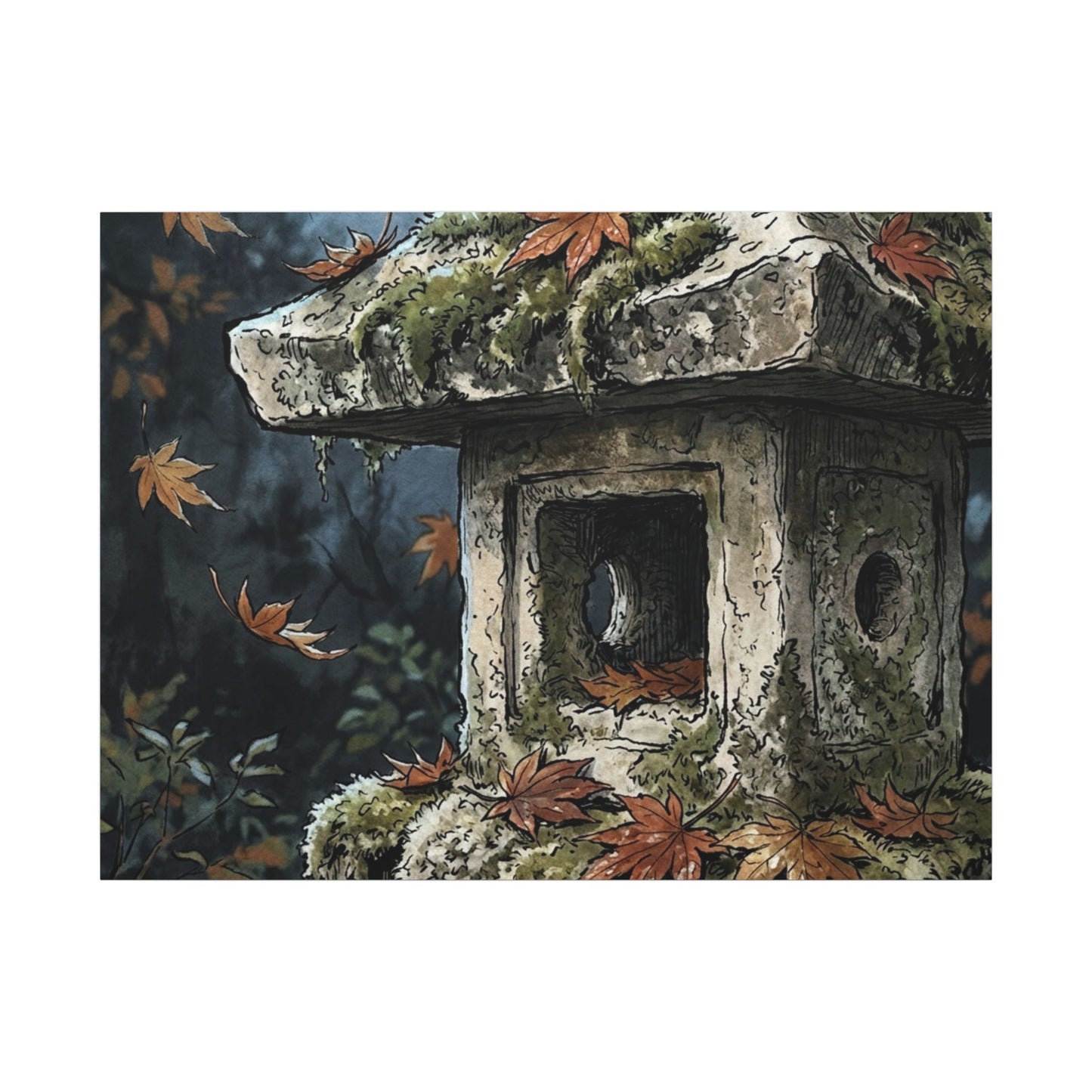 Shibui Stone Lantern Canvas Art - Japandi Minimal Line