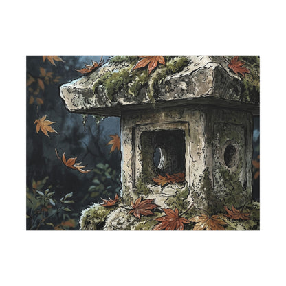 Shibui Stone Lantern Canvas Art - Japandi Minimal Line