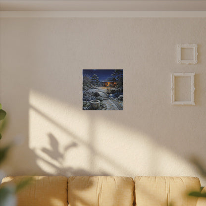 Moonlit Garden Winter Canvas Art | Kintsugi Artful Design