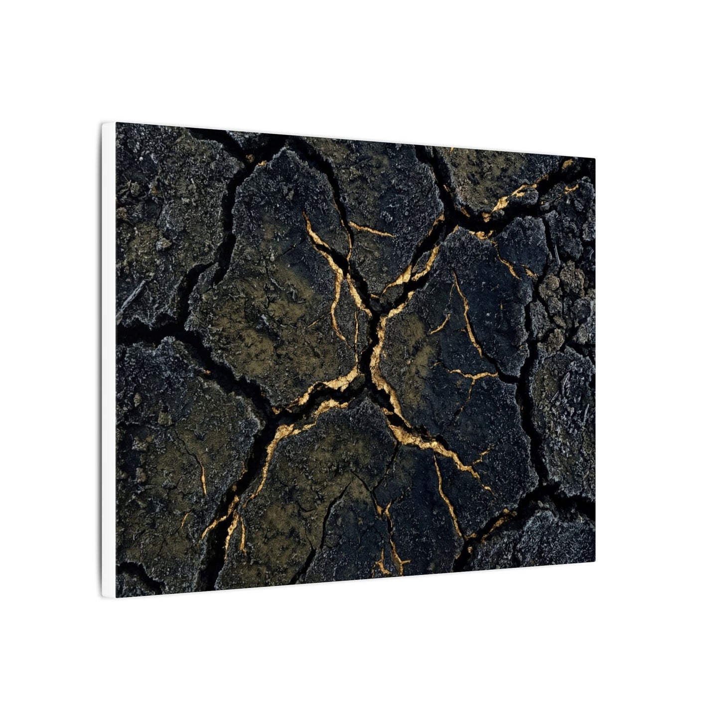 Overcast Cracked Earth Canvas Art - Dark Japandi Ma
