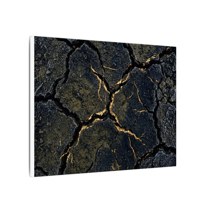 Overcast Cracked Earth Canvas Art - Dark Japandi Ma