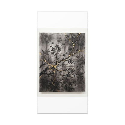 Kanso Cherry Blossom Canvas Art - Kintsugi Crackle Gold