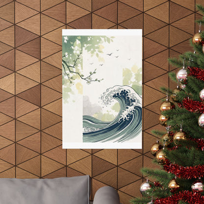 Ma Ocean Wave Wall Art Print - Zen Ukiyo E Inspired