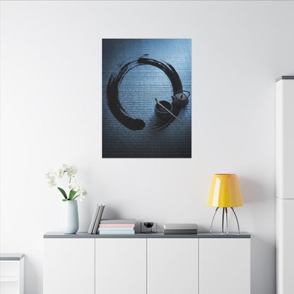 Winter Tea Ceremony Enso Canvas Art | Peaceful Decor