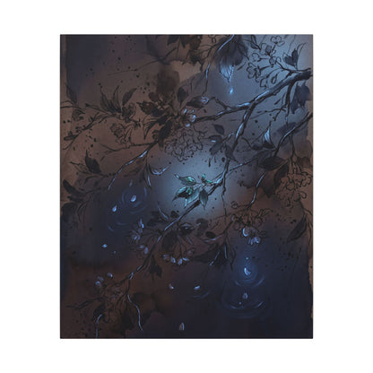 Bold Cherry Blossom Canvas Art - Charcoal Ink Dark Japandi