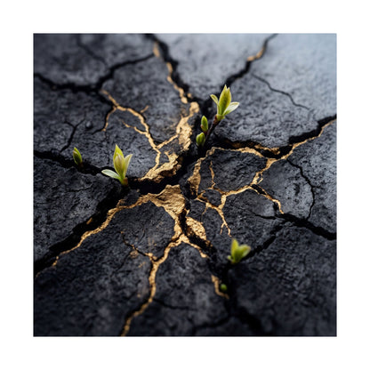 Spring Cracked Earth Charcoal Ink Wall Art Print | Moody Decor