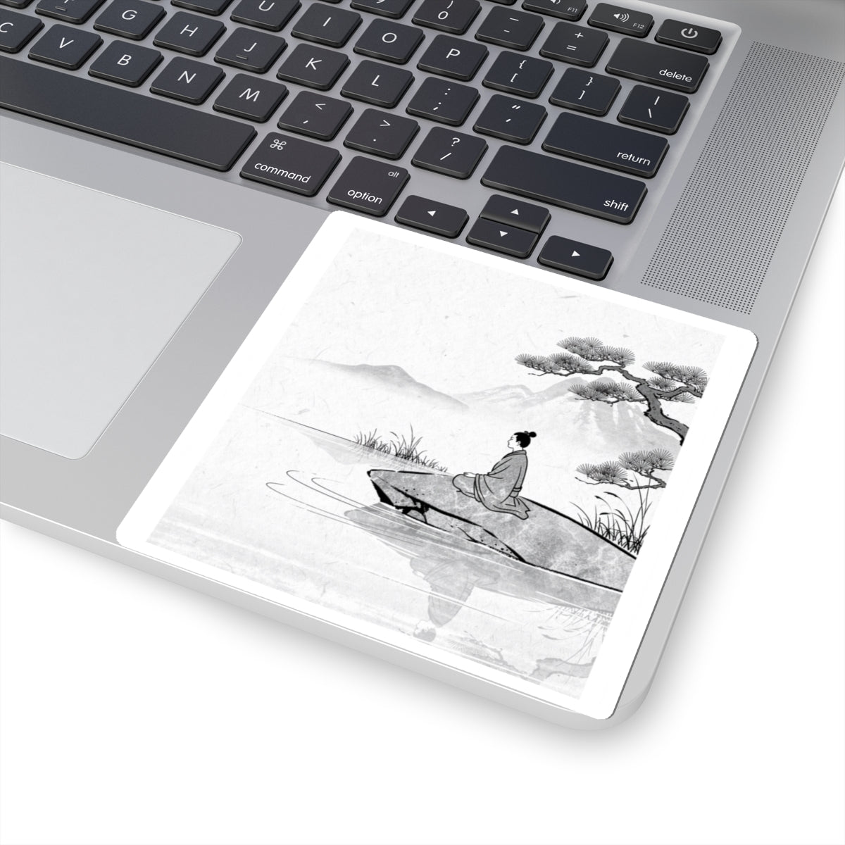 Meditation Harmonious Zen Ukiyo-e Sticker | Meditation Harmonious Ukiyo E Inspired Art Print