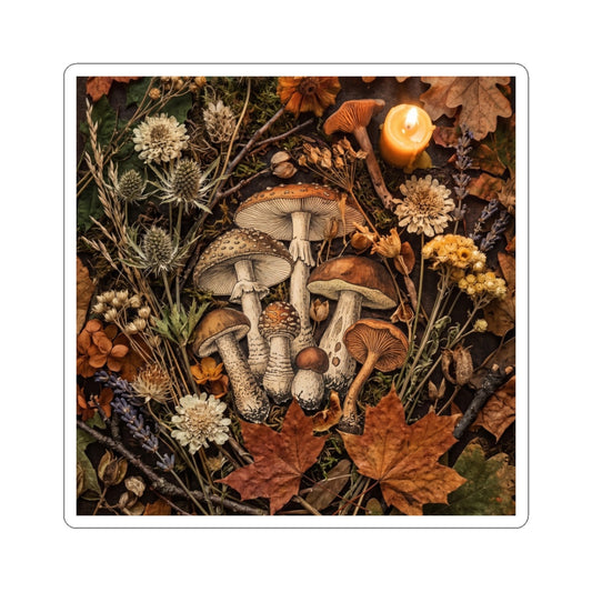 Dried Flowers Sticker | Autumn Cottagecore Mushroom Illustration Art